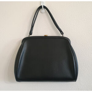 Vintage 1950s Theodor California Black Faux Leather Handle Handbag Purse